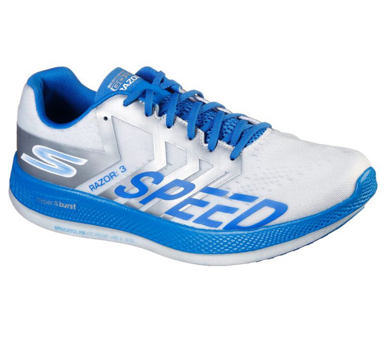 Skechers Herr Vita/Blå Sneakers - Gorun Razor 3 Hyper - Sverige (QTLFE-3582)
